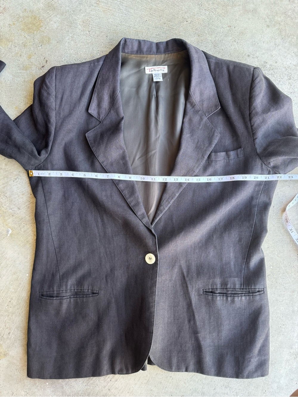 Talbots Vintage Black 100% Linen Blazer 12 Oversized Office Tailored Coastal - Picture 13 of 16